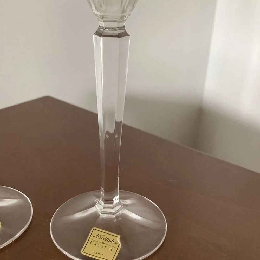 Noritake Crystal Candlestick Holders, Set of 2